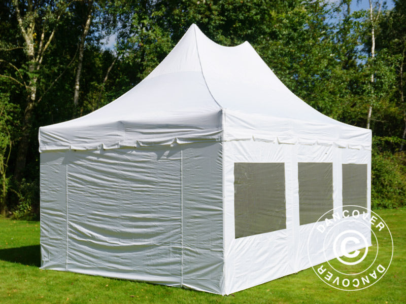 Pop up gazebo FleXtents PRO Peak Pagoda 4x6 m White, incl. 8 sidewalls