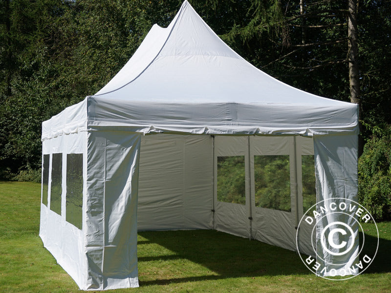 Pop up gazebo FleXtents PRO Peak Pagoda 4x6 m White, incl. 8 sidewalls