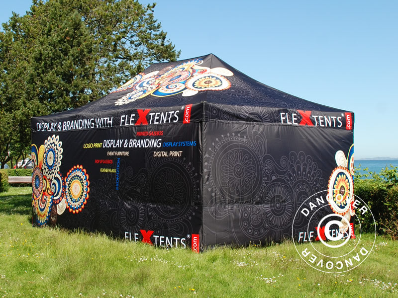 Pop up gazebo FleXtents PRO with full digital print, 4x6 m, incl. 4 sidewalls