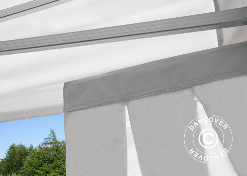Pop up gazebo FleXtents PRO 4x6 m White, incl. 8 sidewalls & decorative curtains