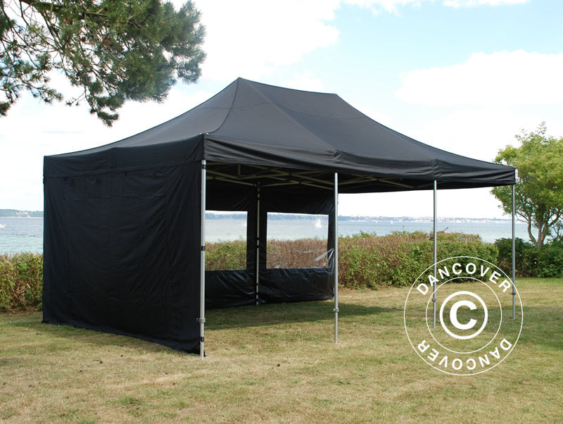 Pop up gazebo FleXtents PRO 4x6 m Black, incl. 8 sidewalls