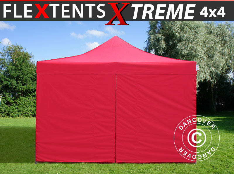 Pop up gazebo FleXtents Xtreme 50 4x4 m Red, incl. 4 sidewalls