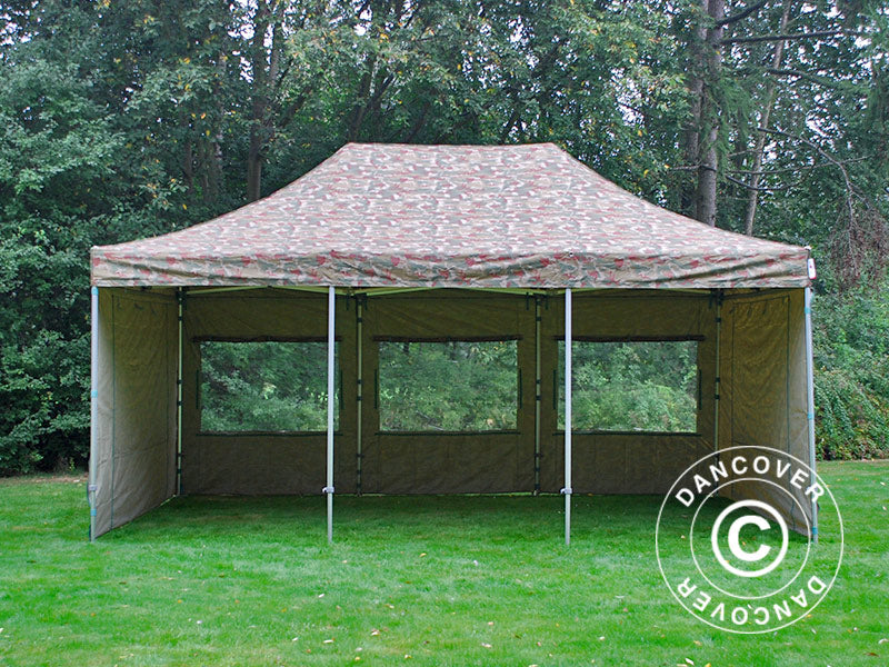 Pop up gazebo FleXtents Xtreme 50 4x6 m Camouflage/Military, incl. 8 sidewalls