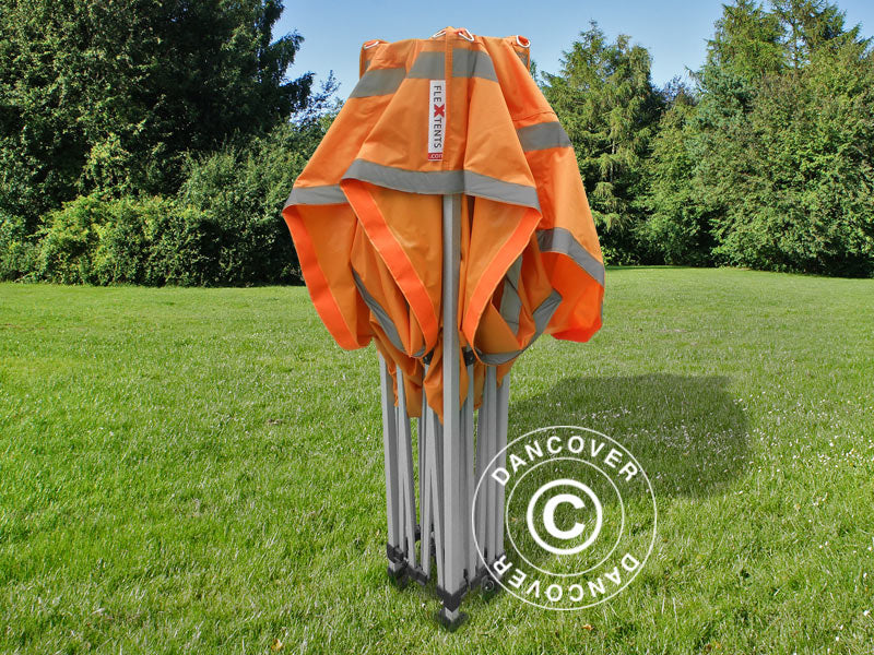 Pop up gazebo FleXtents PRO Work tent 3x3 m Orange Reflective, incl. 4 sidewalls