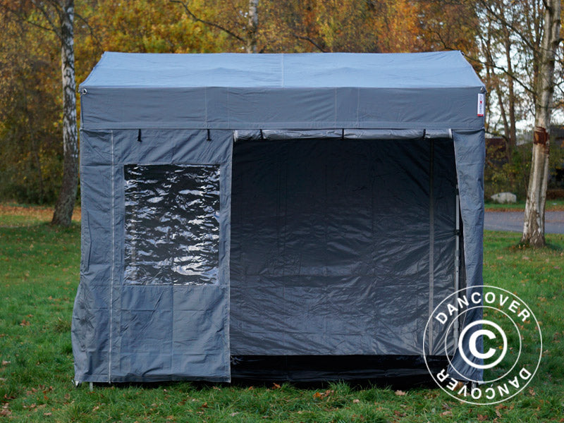 Pop up gazebo FleXtents PRO Trapezo 2x3 m Grey, incl. 4 sidewalls