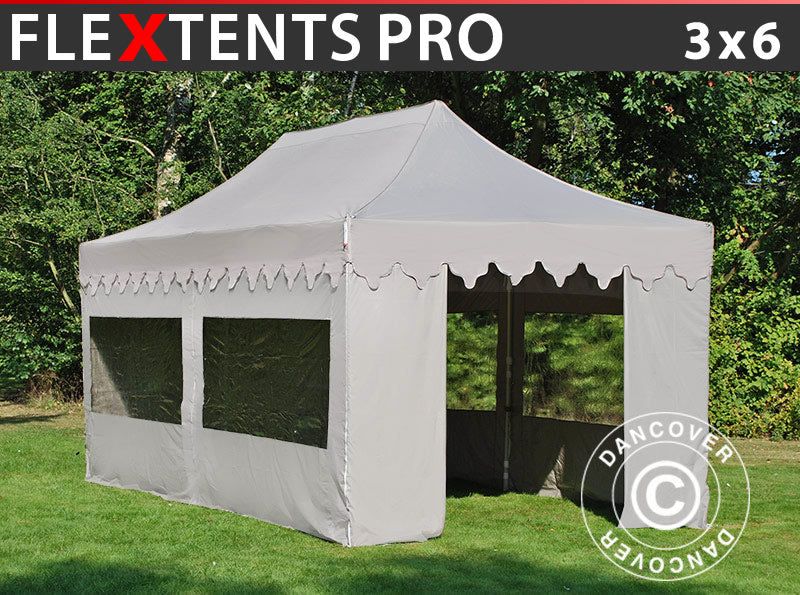 Pop up gazebo FleXtents PRO "Morocco" 3x6 m Latte, incl. 6 sidewalls