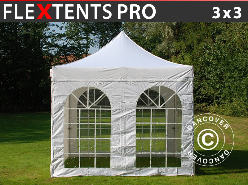 Pop up gazebo FleXtents PRO Vintage Style 3x3 m White, incl. 4 sidewalls