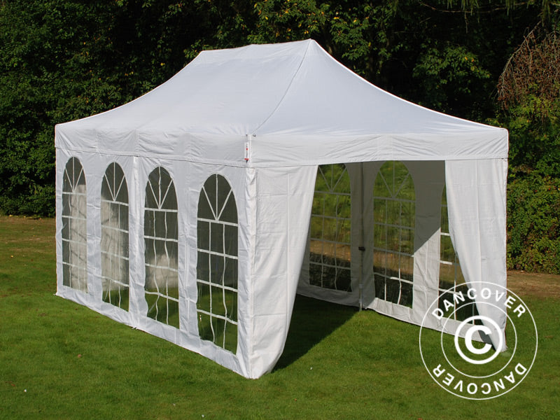 Pop up gazebo FleXtents PRO Vintage Style 3x6 m White, incl. 6 sidewalls
