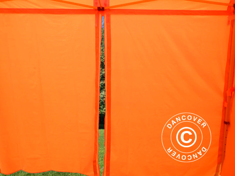 Pop up gazebo FleXtents PRO Steel Work tent 3x3 m Orange Reflective, incl. 4 sidewalls