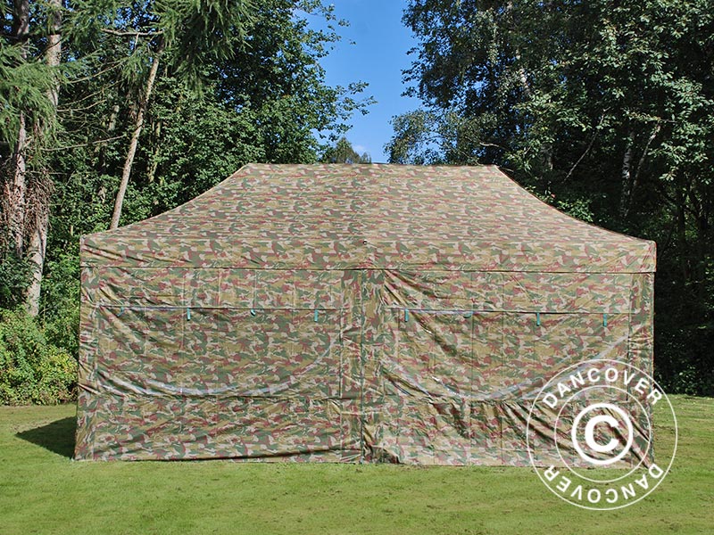 Pop up gazebo FleXtents PRO Steel 3x6 m Camouflage/Military, incl. 6 sidewalls