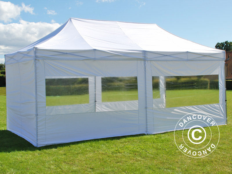 Pop up gazebo FleXtents PRO Steel 3x6 m White, incl. 6 sidewalls