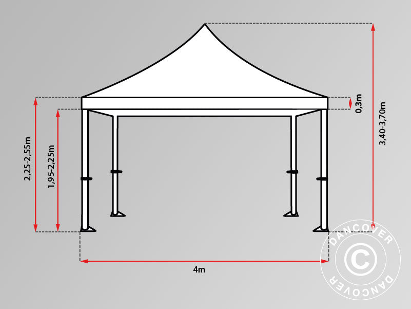 Pop up gazebo FleXtents PRO Steel 4x4 m White, Flame retardant