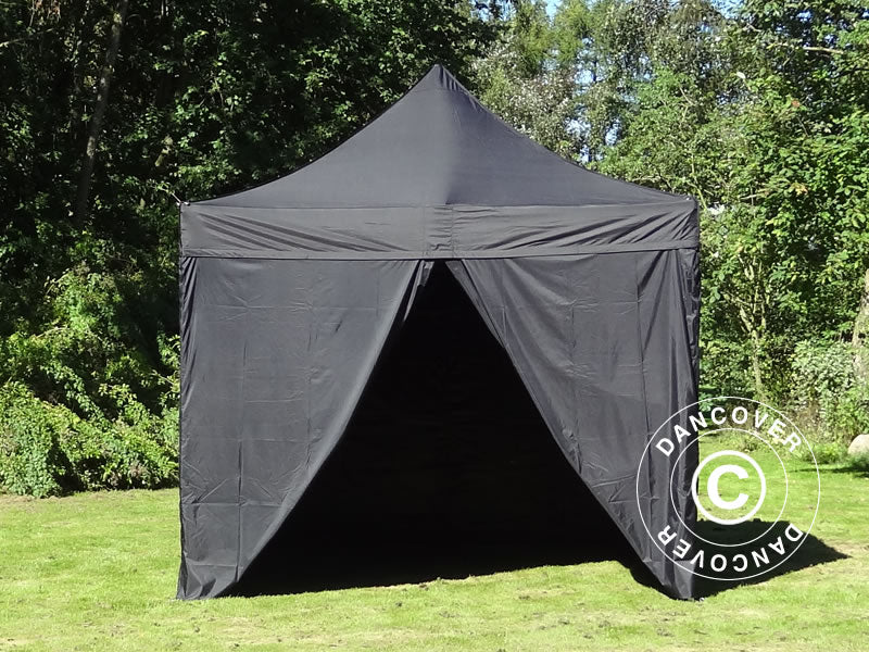 Pop up gazebo FleXtents PRO Steel 3x3 m Black, incl. 4 sidewalls