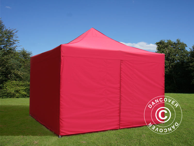 Pop up gazebo FleXtents PRO Steel 4x4 m Red, incl. 4 sidewalls