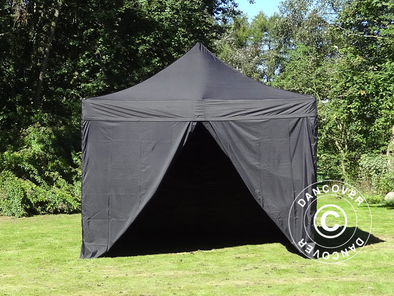 Pop up gazebo FleXtents PRO Steel 4x4 m Black, incl. 4 sidewalls