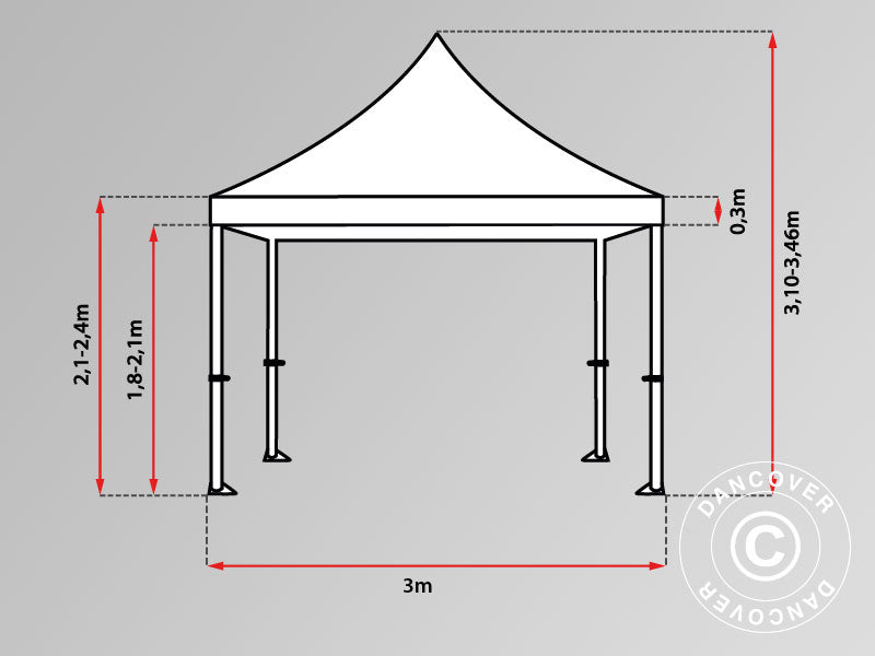 Pop up gazebo FleXtents PRO Steel "Peaked" 3x6 m Latte, incl. 6 decorative curtains