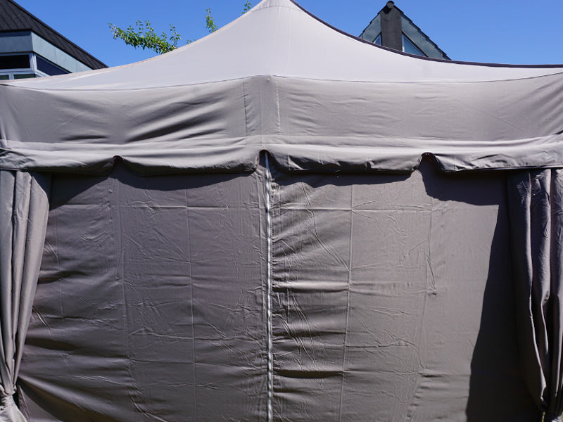 Pop up gazebo FleXtents PRO Steel "Peaked" 3x6 m Latte, incl. 6 sidewalls and 6 decorative curtains