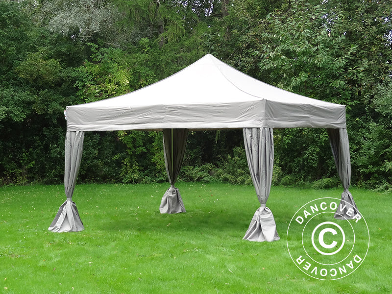 Pop up gazebo FleXtents PRO Steel 4x4 m Latte, incl. 4 decorative curtains