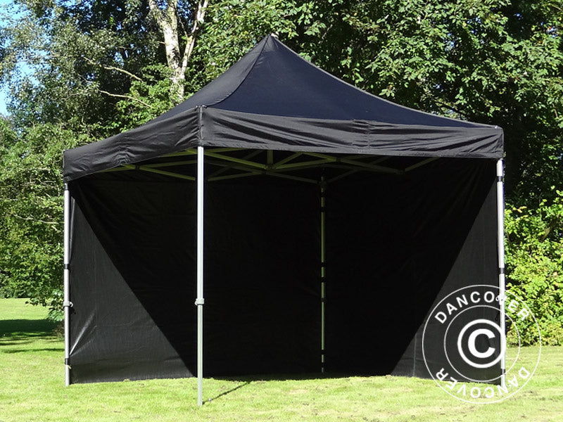 Pop up gazebo FleXtents Steel 4x4 m Black, incl. 4 sidewalls