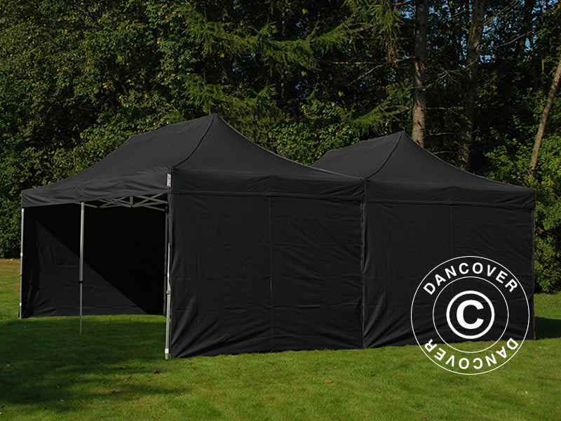Pop up gazebo FleXtents Steel 6x6 m Black, incl. 8 sidewalls