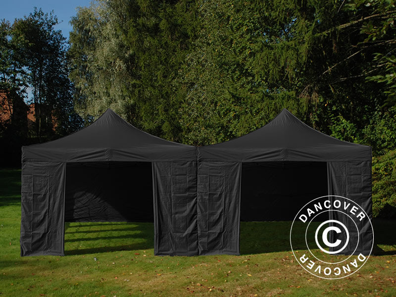 Pop up gazebo FleXtents Steel 6x6 m Black, incl. 8 sidewalls
