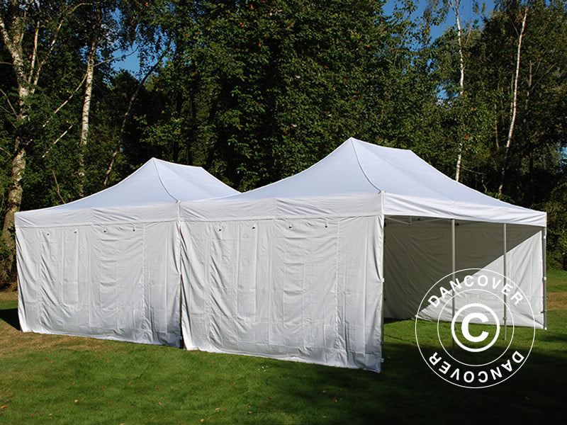 Pop up gazebo FleXtents Steel 8x6 m White, incl. 8 sidewalls