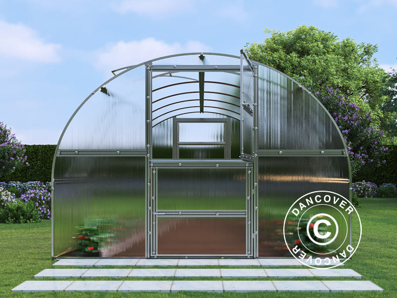 Greenhouse polycarbonate TITAN Arch 280, 36 m², 3x12 m, Silver