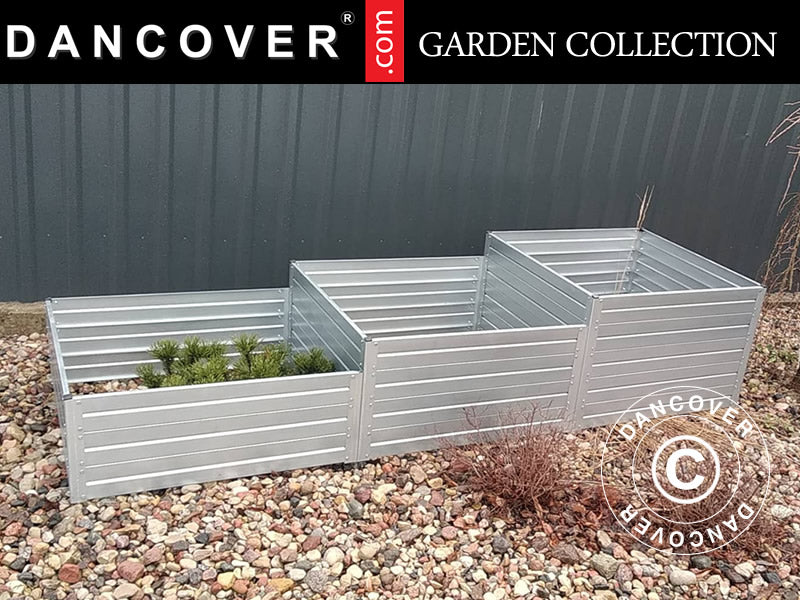 Raised Garden Bed, 0.75x2.25x0.3/0.4/0.5 m, Silver