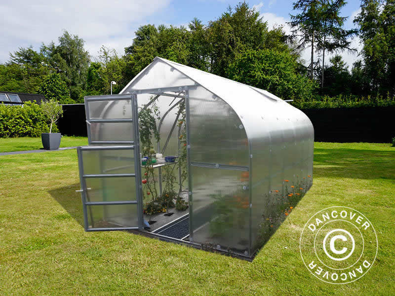 Greenhouse polycarbonate TITAN Dome 320, 30 m², 2.5x12 m, Silver