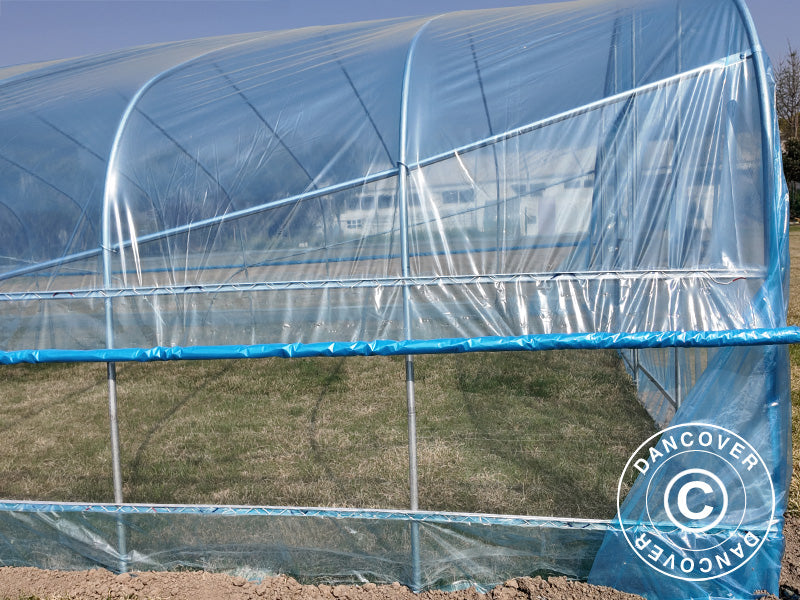 Polytunnel Greenhouse, 7.5x10x3 m, 100-micron PO Film, Transparent