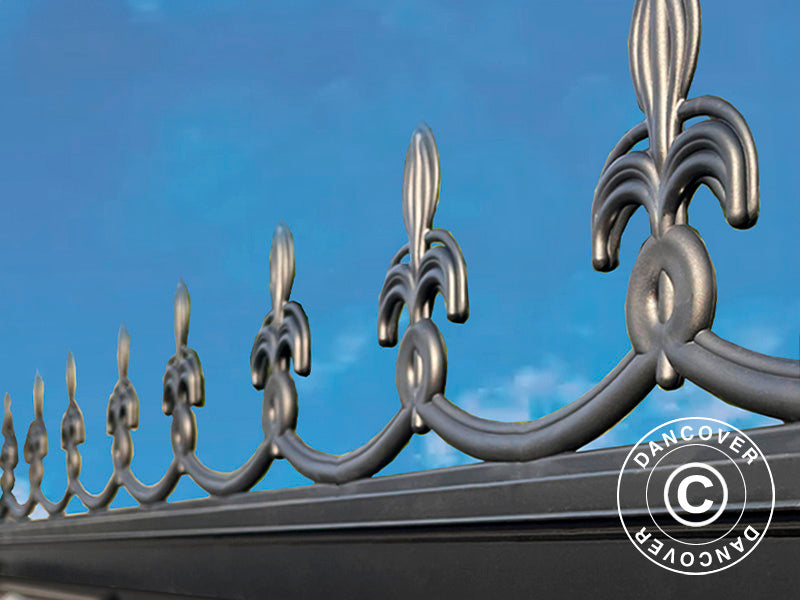 Greenhouse glass 3x3.68x2.6 m w/base and cresting, 11.04 m², Black