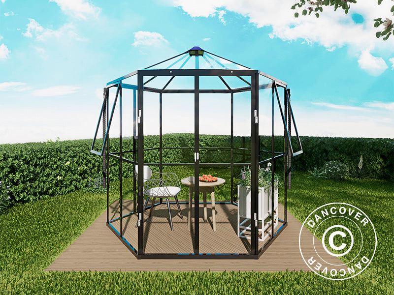 Orangery Hexagonal 2,08x2,4x2,32m w/Base Black