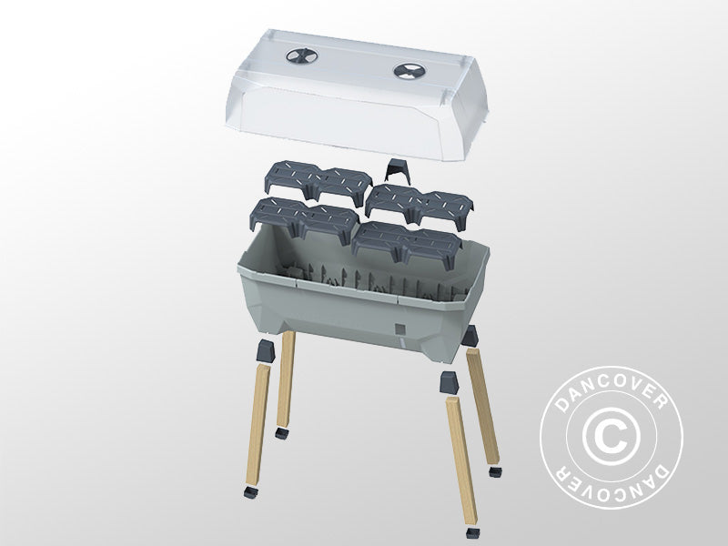 SAMMY SALAD Raised Bed w/WaterTank+Cover LightGrey