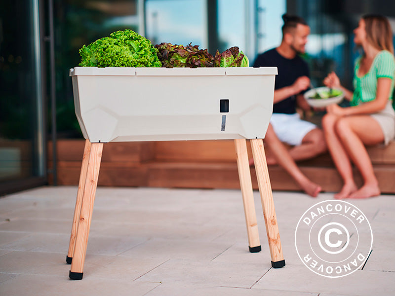 SAMMY SALAD Raised Bed w/WaterTank+Cover LightGrey
