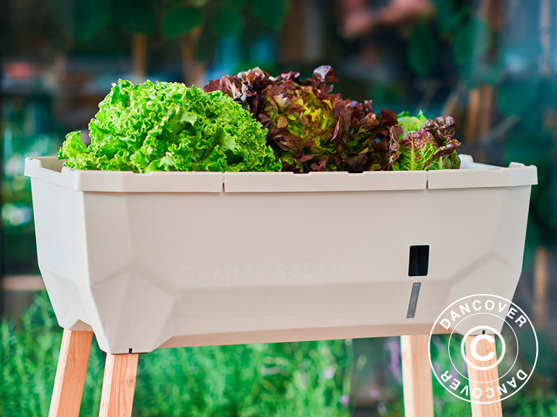 SAMMY SALAD Raised Bed w/WaterTank+Cover LightGrey