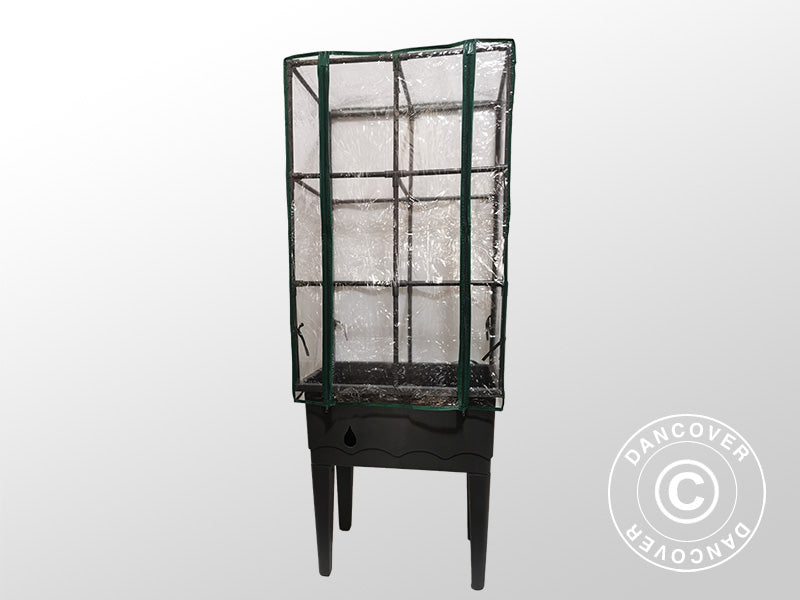 Planter box, raised bed w/trellis, 0.6x0.4x1.5 m, Grey