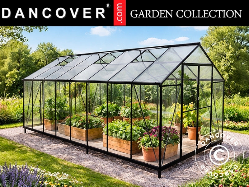 Greenhouse polycarbonate 11.8 m2, 2.47x4.81x2.13 m, Black