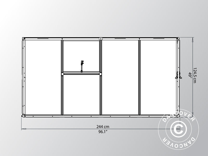 Lean-to Greenhouse Polycarbonate, 3.05 m², Palram/Canopia, 1.25x2.44x2.25 m, Silver