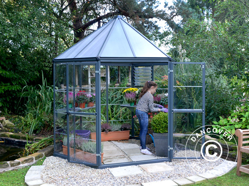 Orangery polycarbonate OASIS, Hexagonal 3.91 m², Palram/Canopia, 2.13x2.47x2.67 m, Anthracite