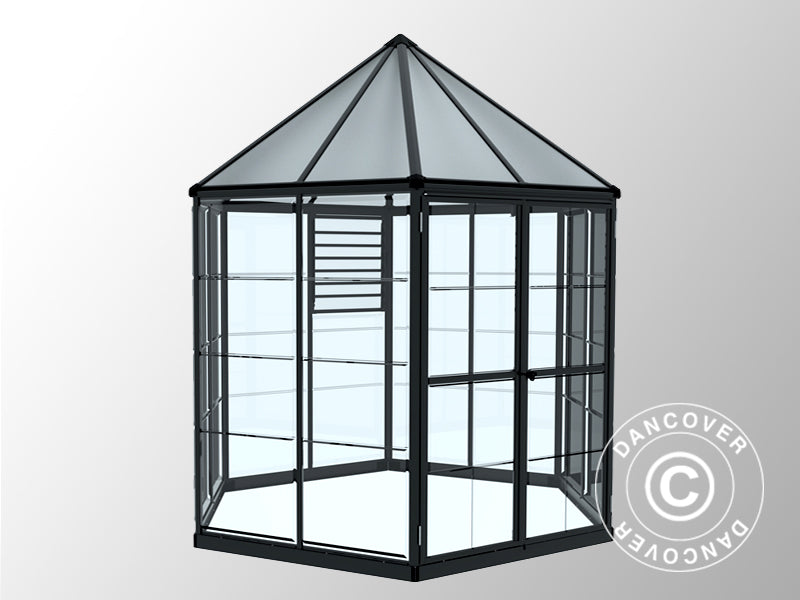 Orangery polycarbonate OASIS, Hexagonal 3.91 m², Palram/Canopia, 2.13x2.47x2.67 m, Anthracite
