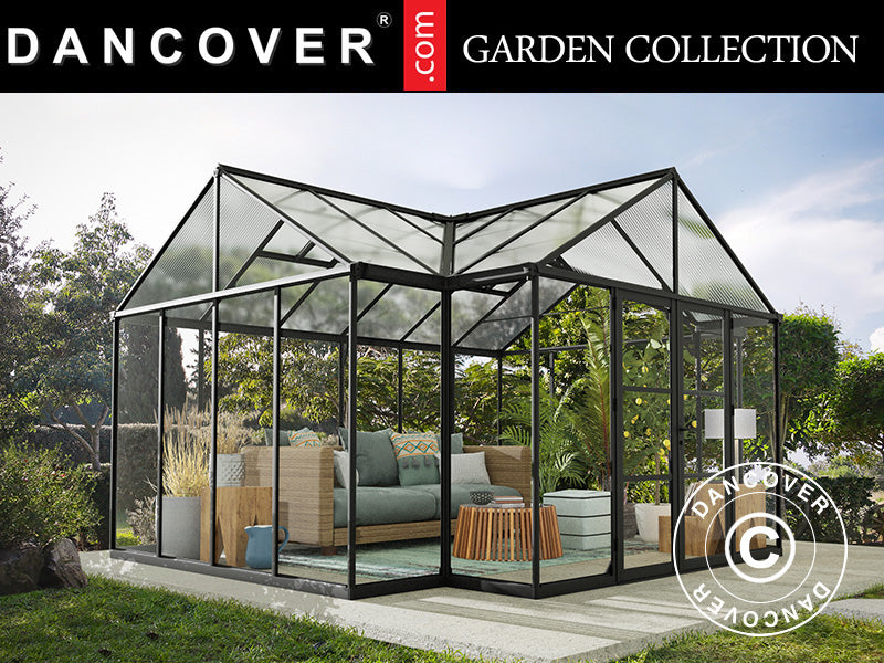 Orangery polycarbonate Triomphe w/base, 17.1 m², Palram/Canopia, 4.5x3.8x2.69 m, Black