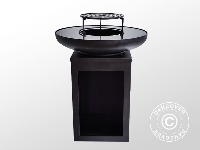 Fire Bowl with Wood Storage, Ø60x73 cm, Black