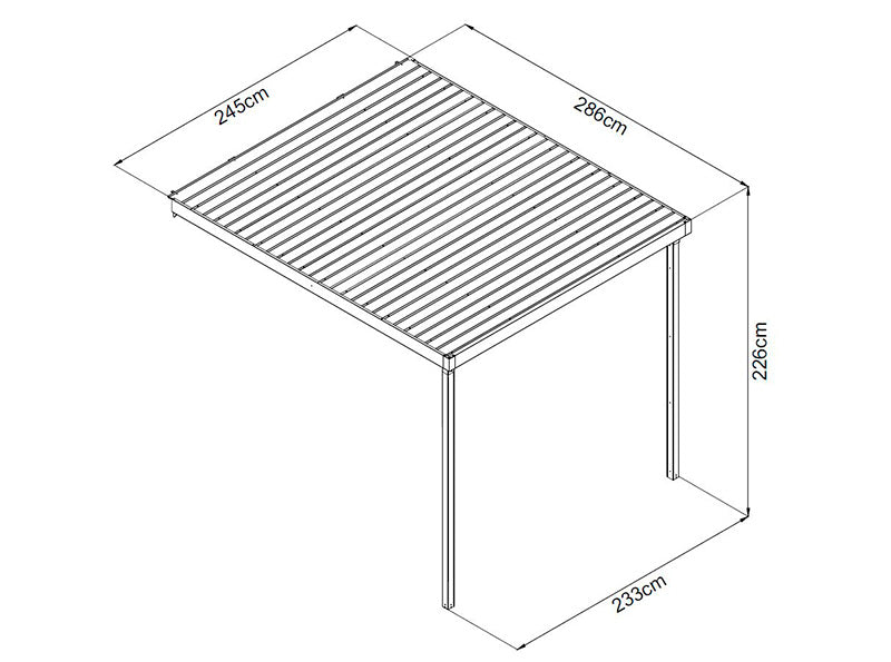 Extension f/garden shed with skylight, 2.86x2.45x2.26 m, 7 m², Anthracite