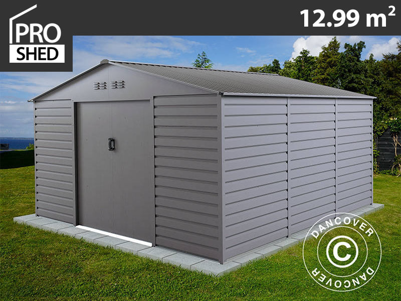 Garden shed 3.4x3.82x2.05 m, 12.99 m², ProShed®, Aluminium Grey