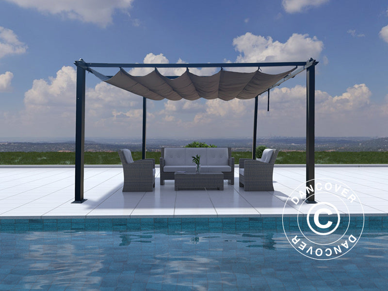Pergola gazebo Santa Cruz, 3x3 m, Dark grey