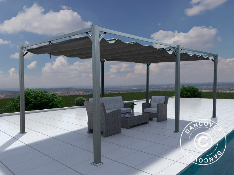 Pergola gazebo Santa Cruz, 4x8 m, Dark grey