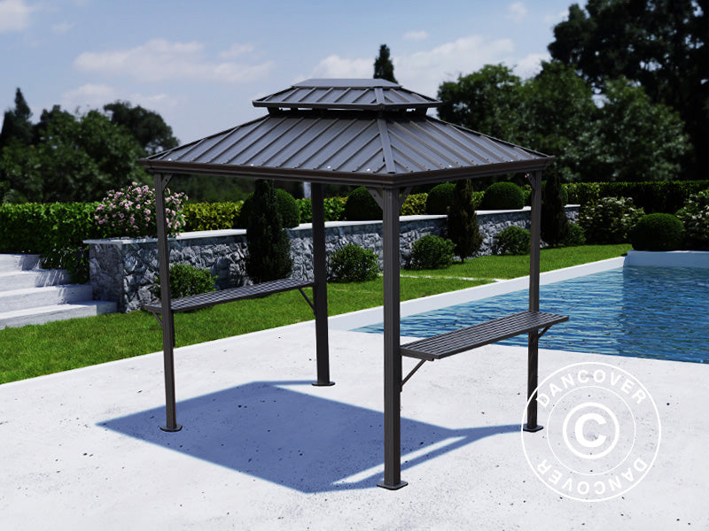 BBQ Gazebo San Antonio Alu+, 2.4x1.8 m, Black