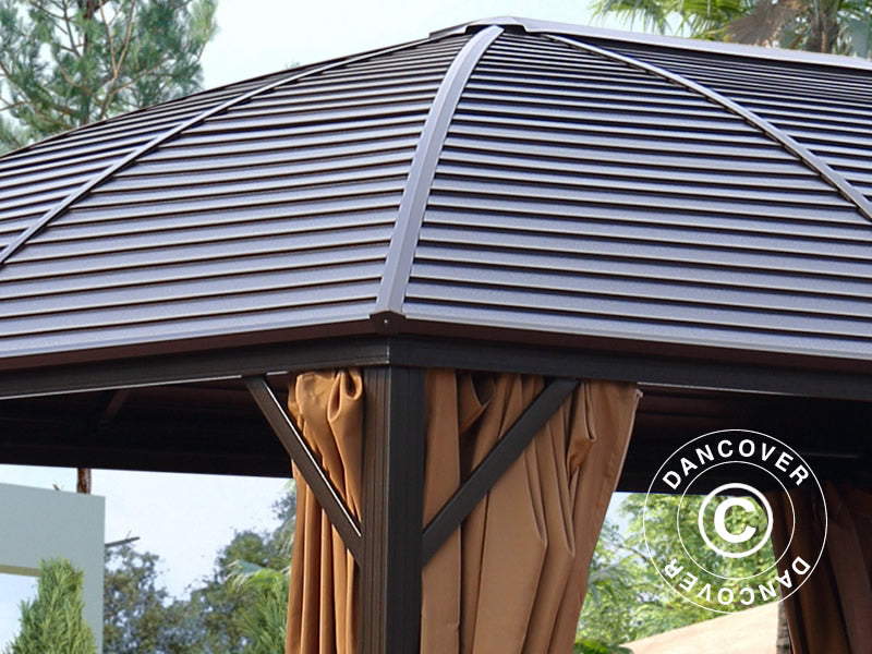 Gazebo San Jose w/curtains and mosquito net, 3x4 m, Brown