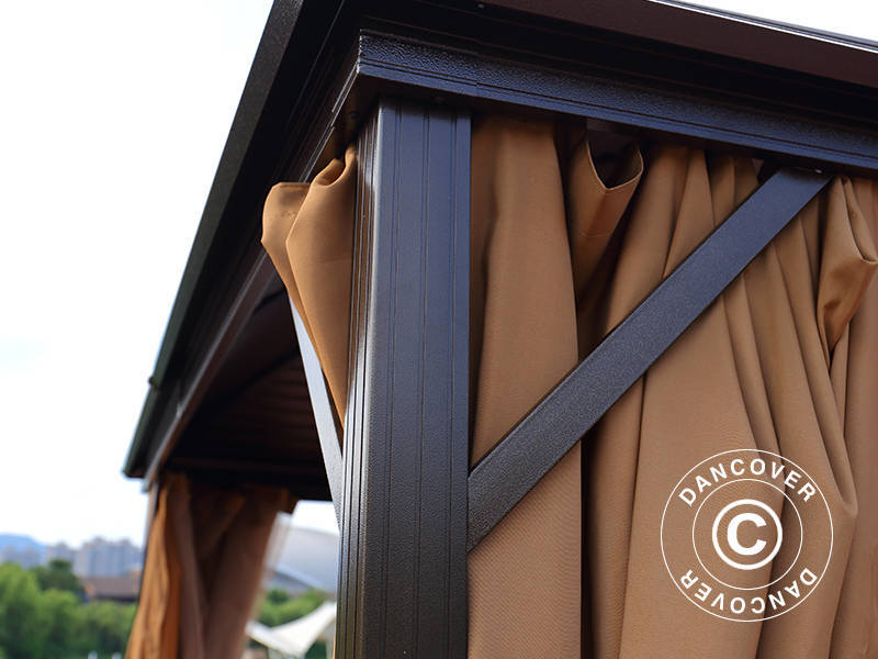 Gazebo San Jose w/curtains and mosquito net, 3x4 m, Brown