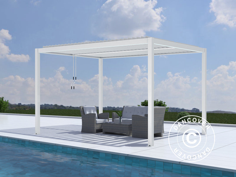 Bioclimatic pergola gazebo San Pablo Alu+, 3x4 m, White